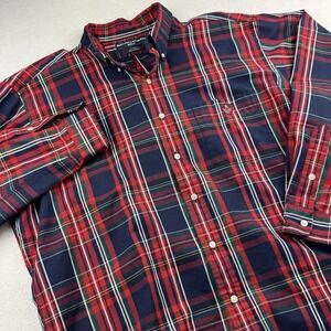 Ralph‎ Lauren Golf Men's XL Tilden Blue Red Green Plaid Crest Logo Button 90s